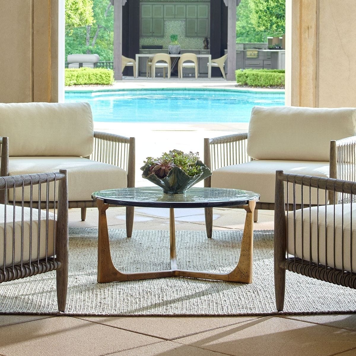 Uttermost Living Bohdi Outdoor Brass Coffee Table House of Isabella UK