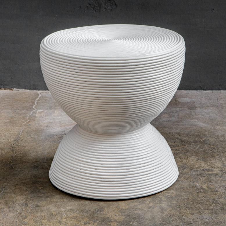 Uttermost Living Bongo White Rattan Side Table House of Isabella UK