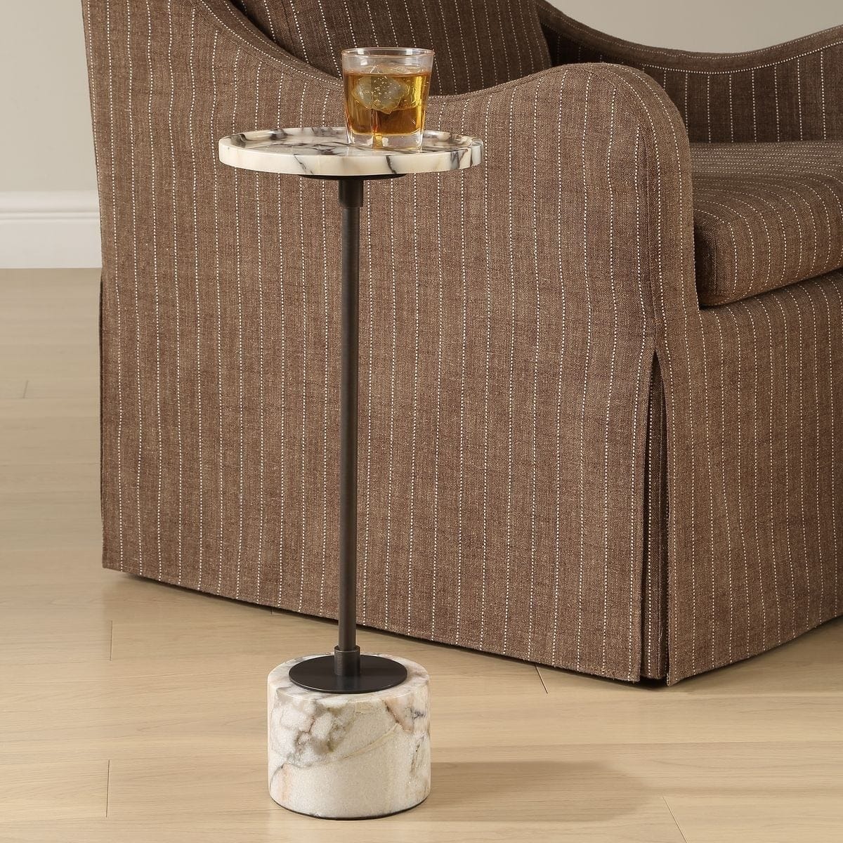Uttermost Living Brunson Drink Table in White Marble House of Isabella UK
