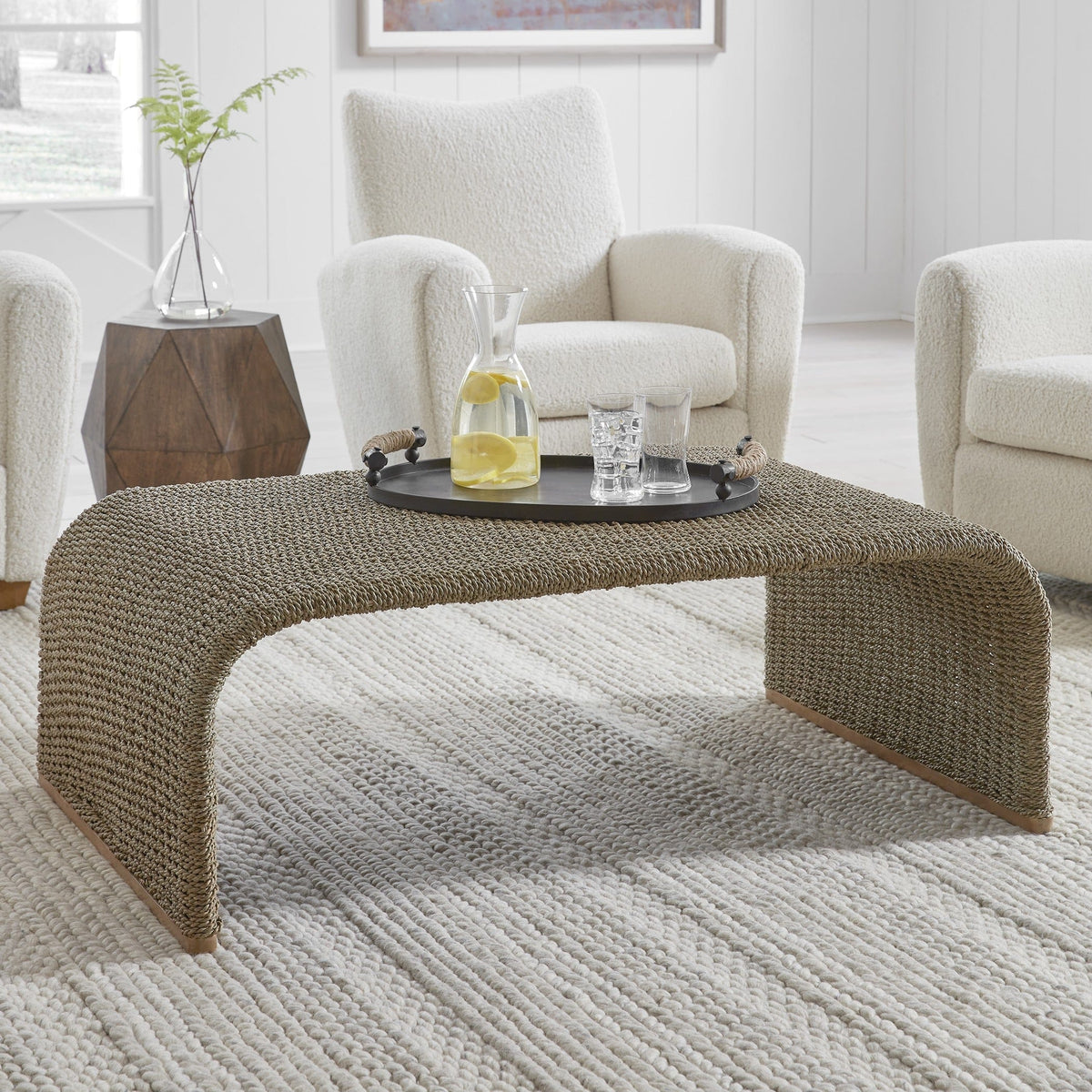 Uttermost Living Calabria Woven Seagrass Coffee Table House of Isabella UK