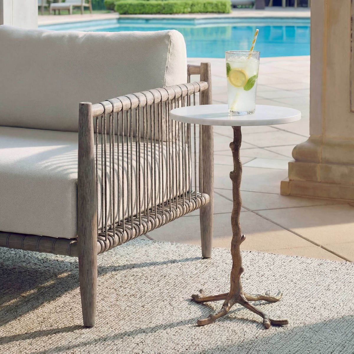 Uttermost Living Calais White Marble Side Table House of Isabella UK