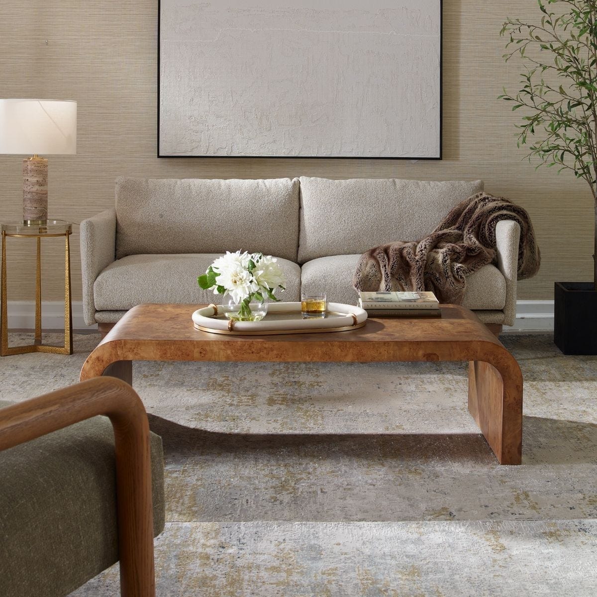 Uttermost Living Carraway Burl Wood Coffee Table House of Isabella UK