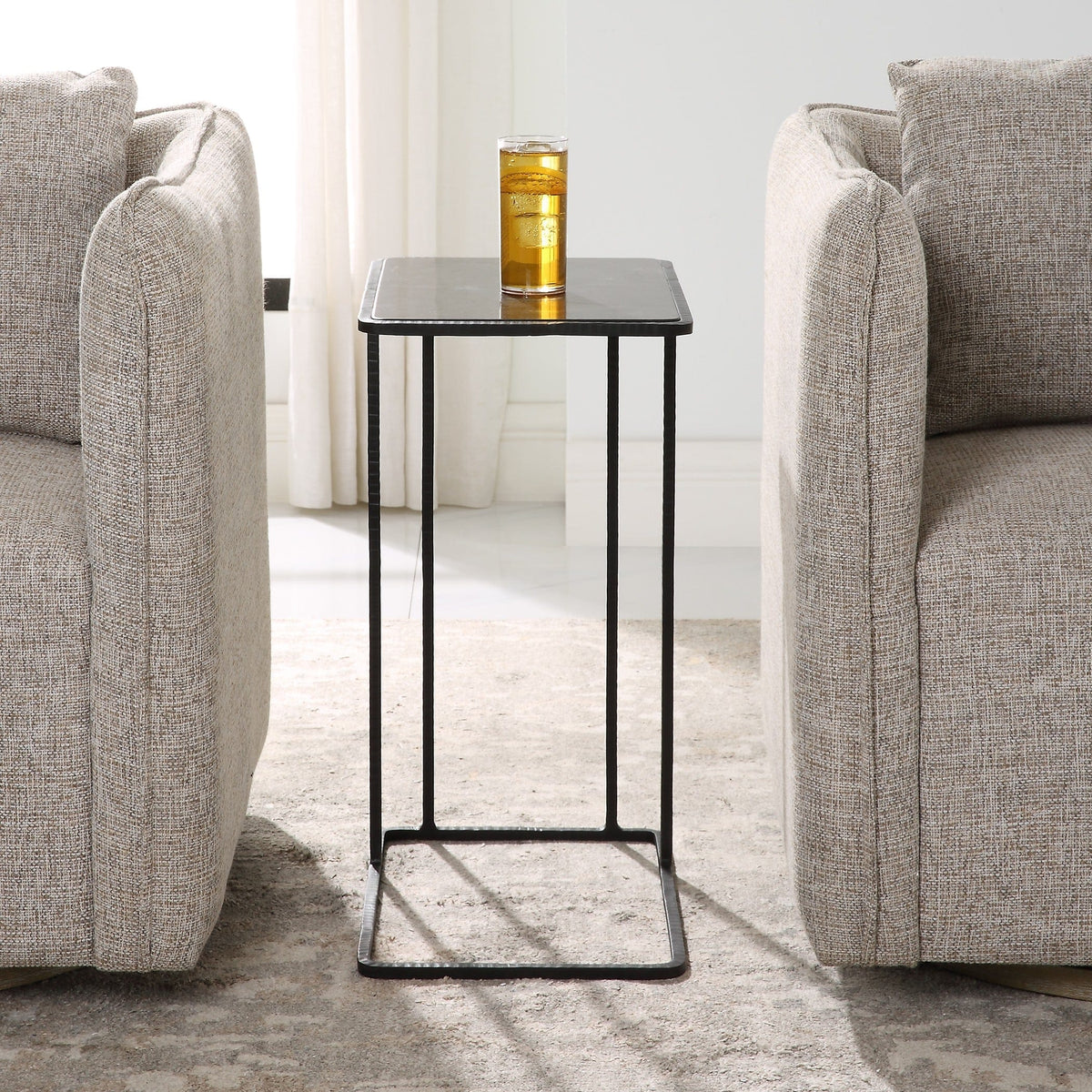 Uttermost Living Cavern Stone & Iron Accent Table House of Isabella UK