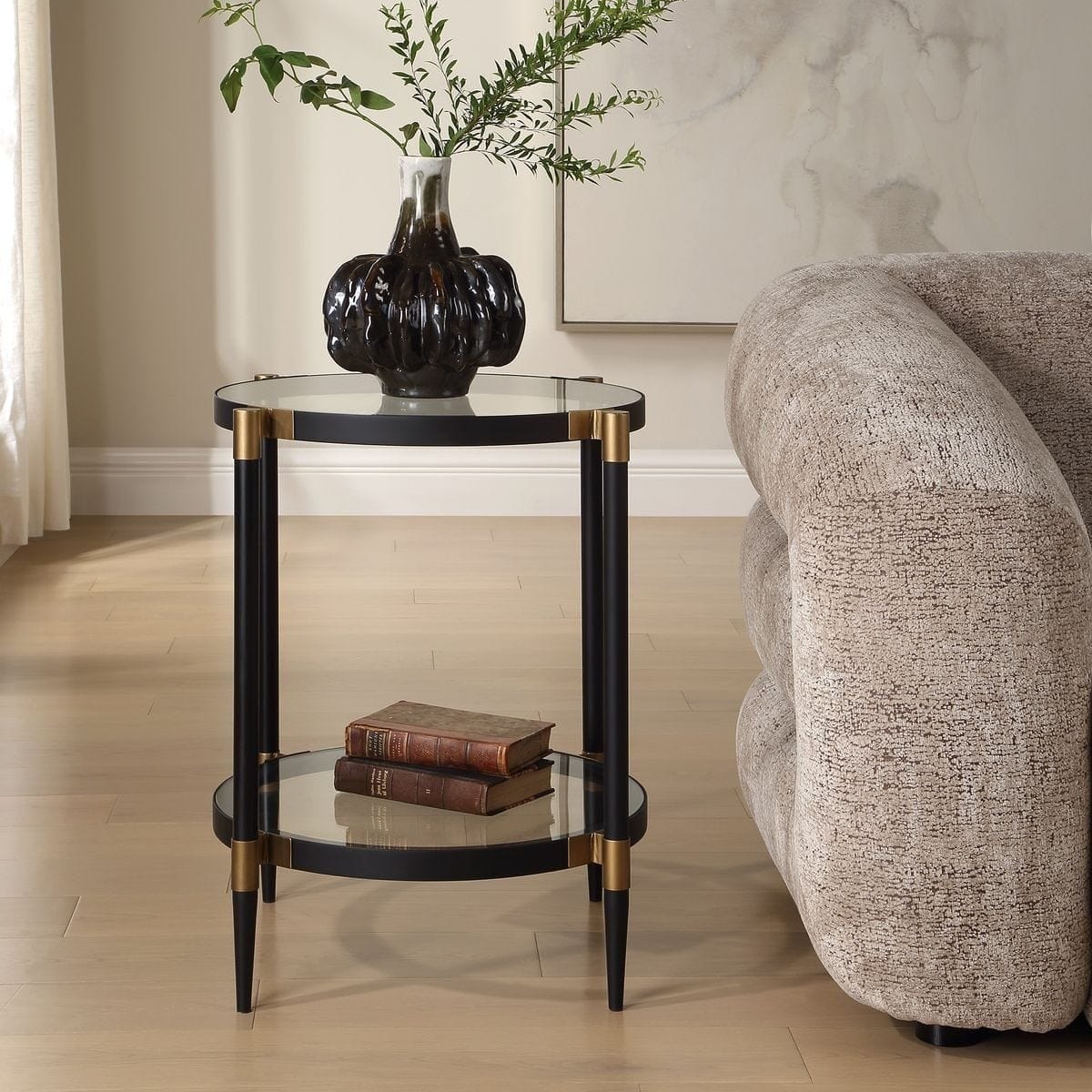 Uttermost Living Chadid Round Side Table in Glass House of Isabella UK