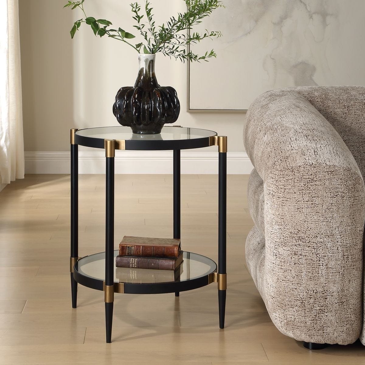 Uttermost Living Chadid Round Side Table in Glass House of Isabella UK