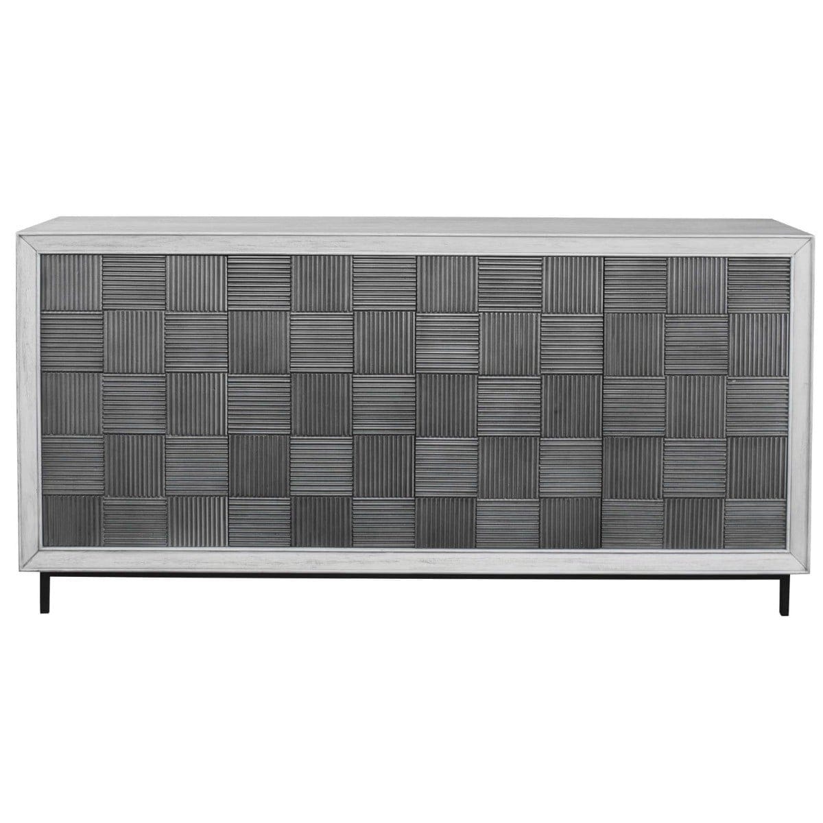 Uttermost Living Checkerboard 4 Door Gray Cabinet House of Isabella UK