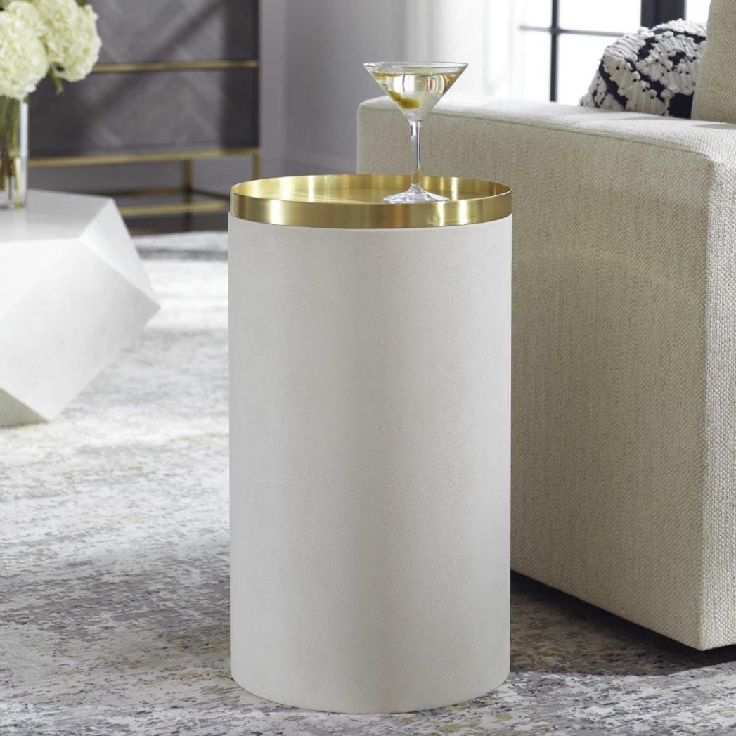 Uttermost Living Circuit Brass & White Accent Table House of Isabella UK