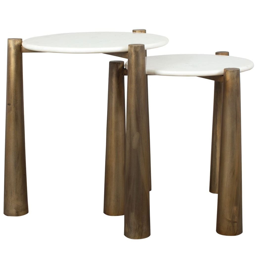 Uttermost Living Claridge Nesting Tables in White Marble - Set of 2 House of Isabella UK