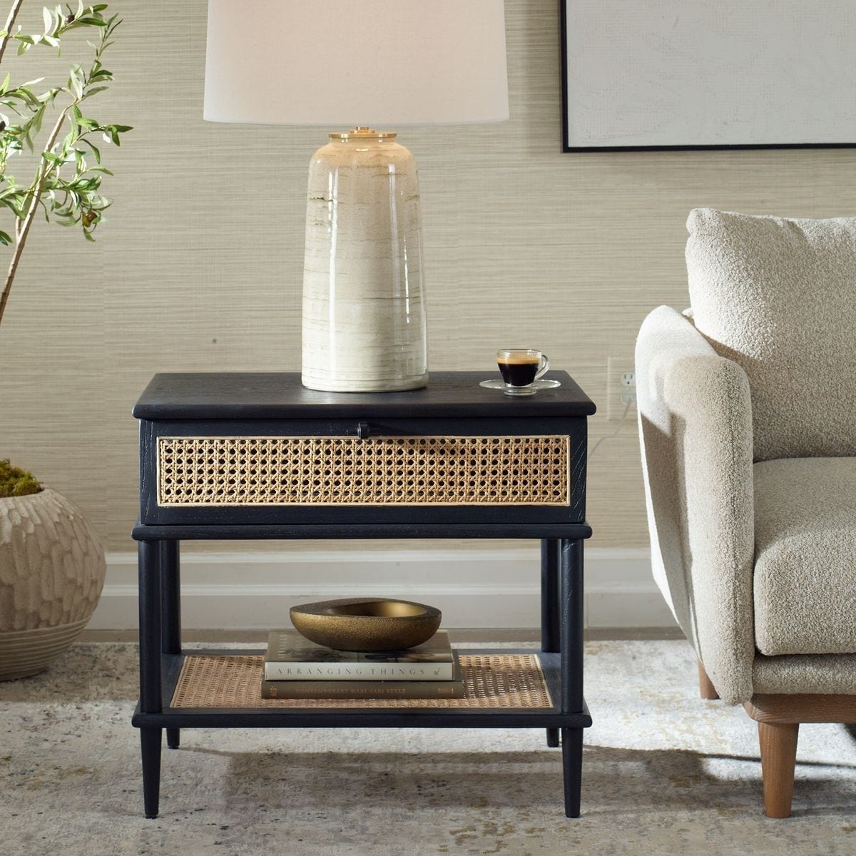 Uttermost Living Coast Black Rattan Side Table House of Isabella UK