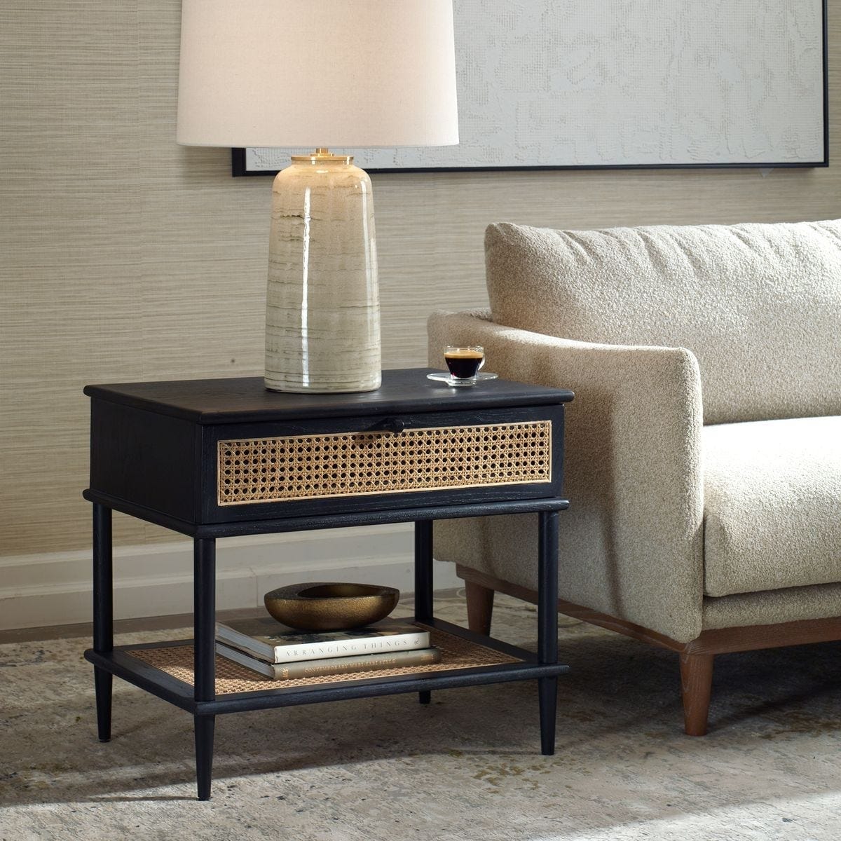 Uttermost Living Coast Black Rattan Side Table House of Isabella UK