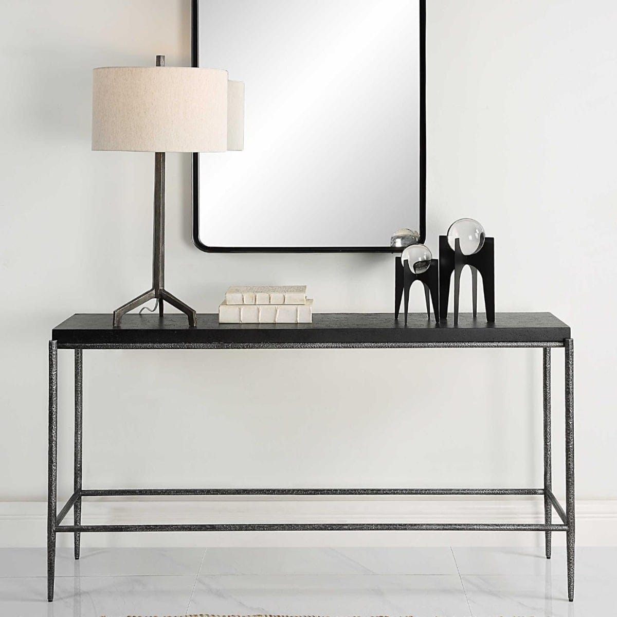 Uttermost Living Crescendo Black Concrete Console Table House of Isabella UK