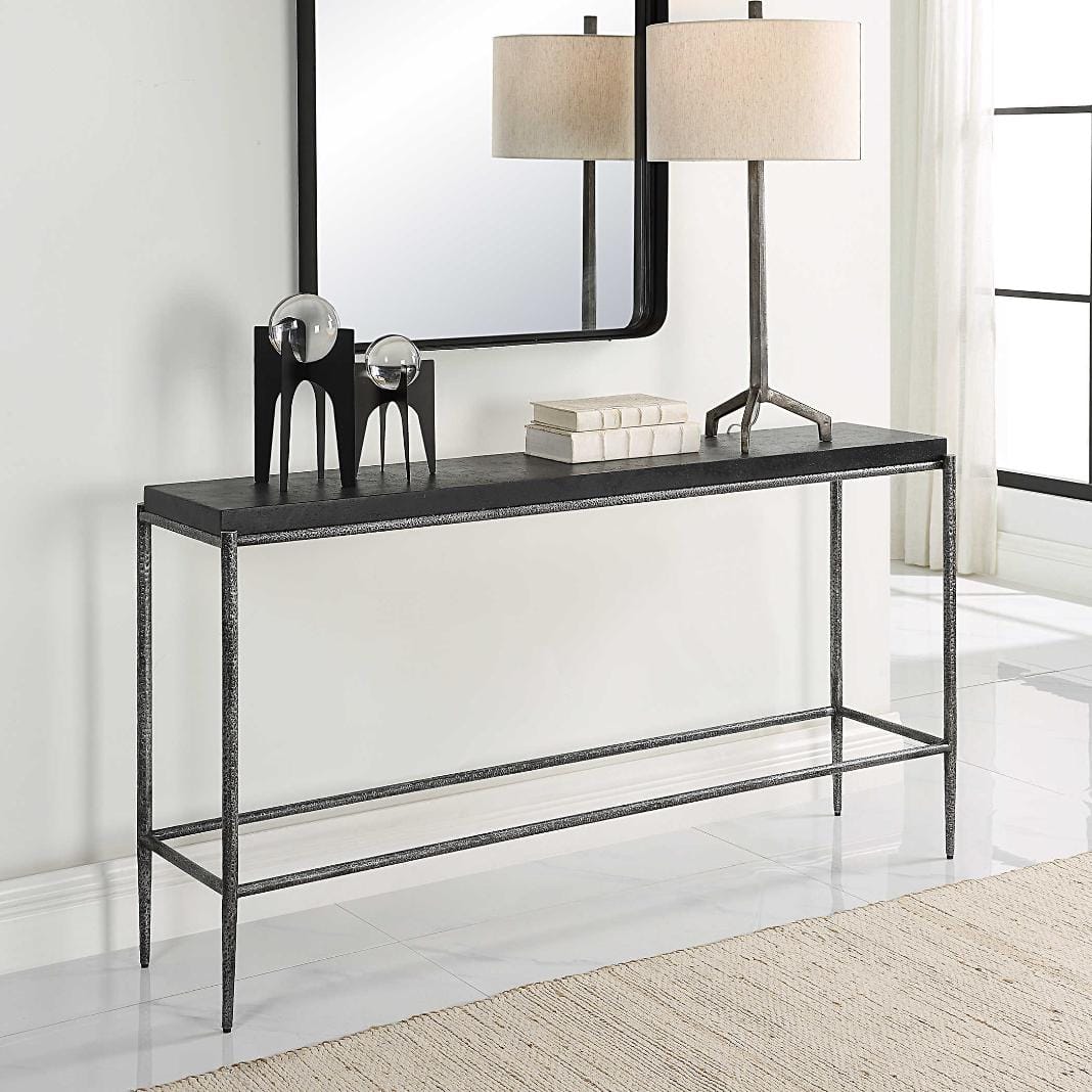 Uttermost Living Crescendo Black Concrete Console Table House of Isabella UK