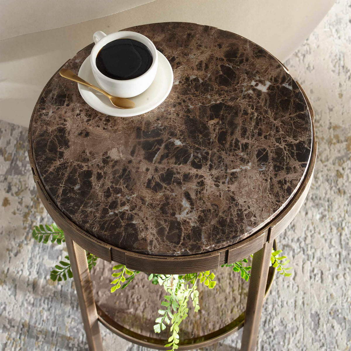 Uttermost Living Cusano Round Dark Marble Side Table House of Isabella UK