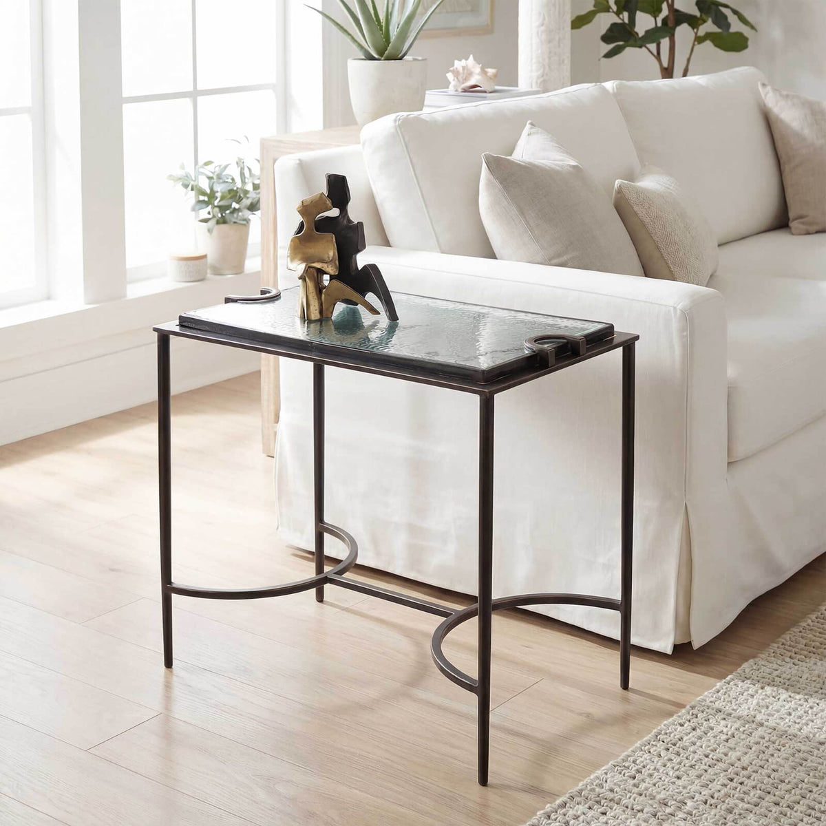 Uttermost Living Eisen Textured Glass Side Table House of Isabella UK