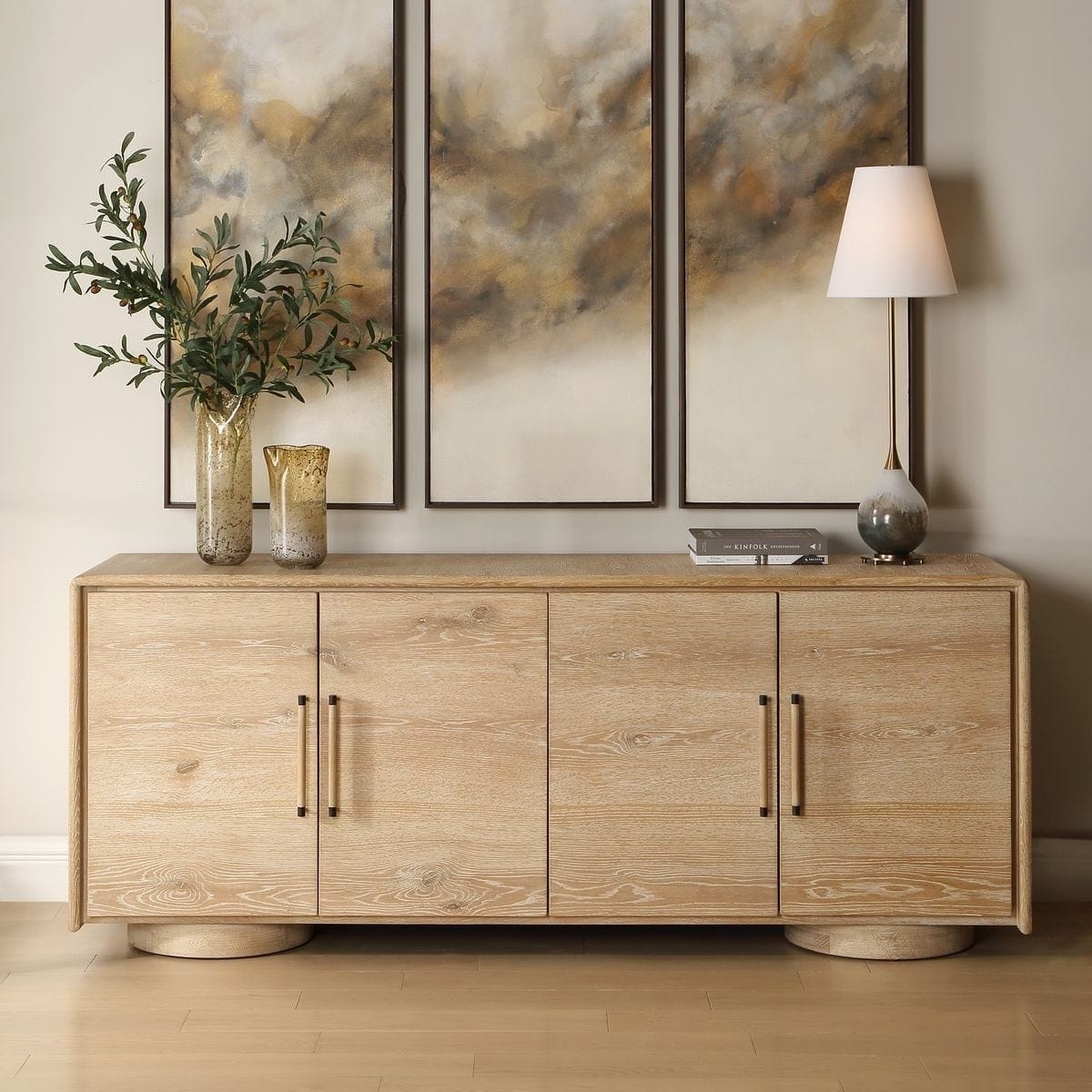 Uttermost Living Evanston 4 Door Cabinet in Natural Oak House of Isabella UK