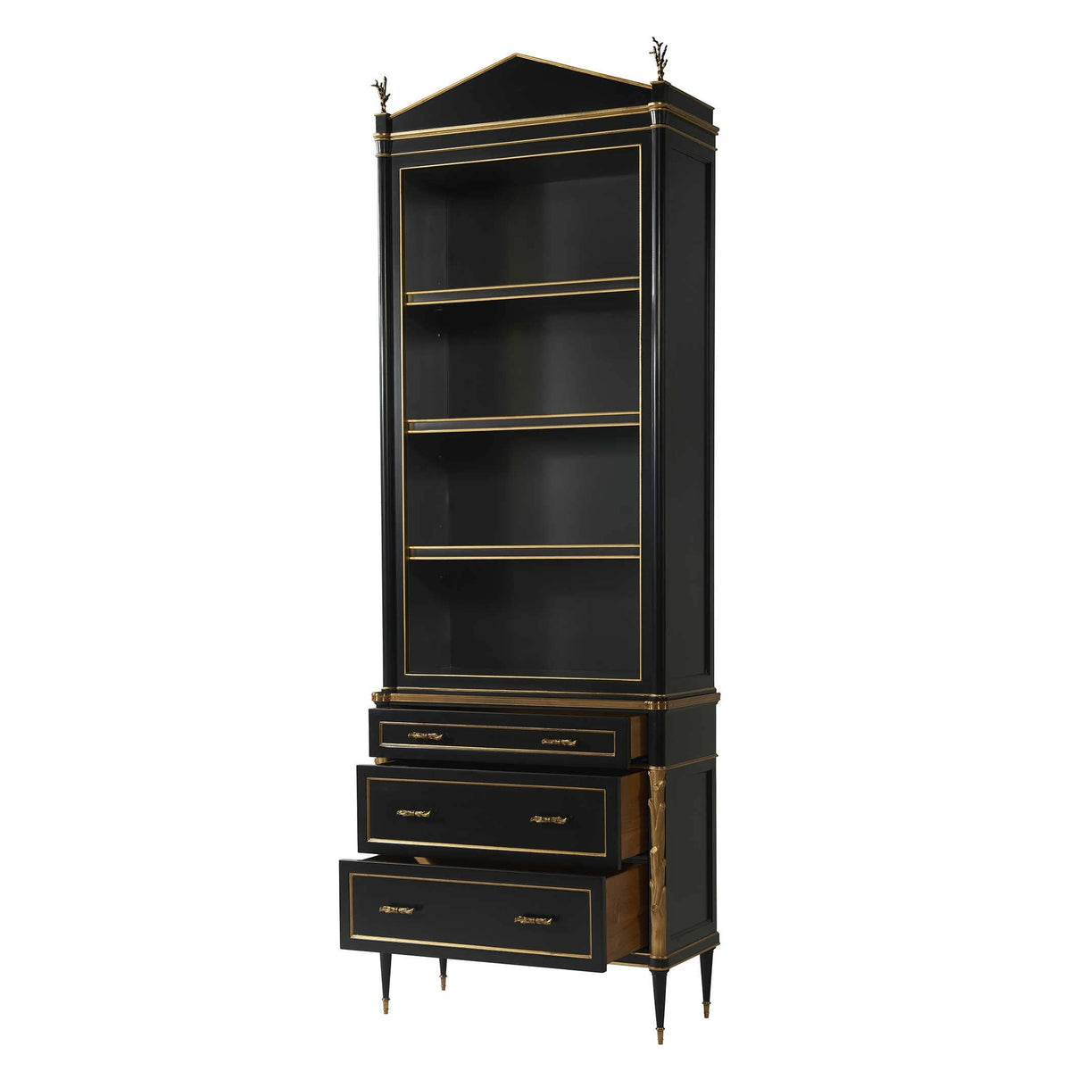 Uttermost Living Faux Bois Cabinet - Black/Gold House of Isabella UK