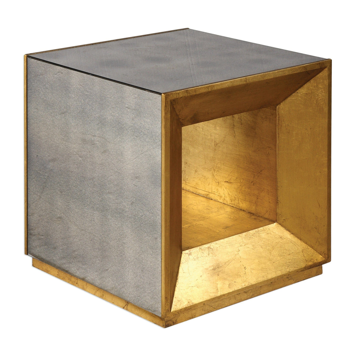 Uttermost Living Flair Gold Cube Table House of Isabella UK