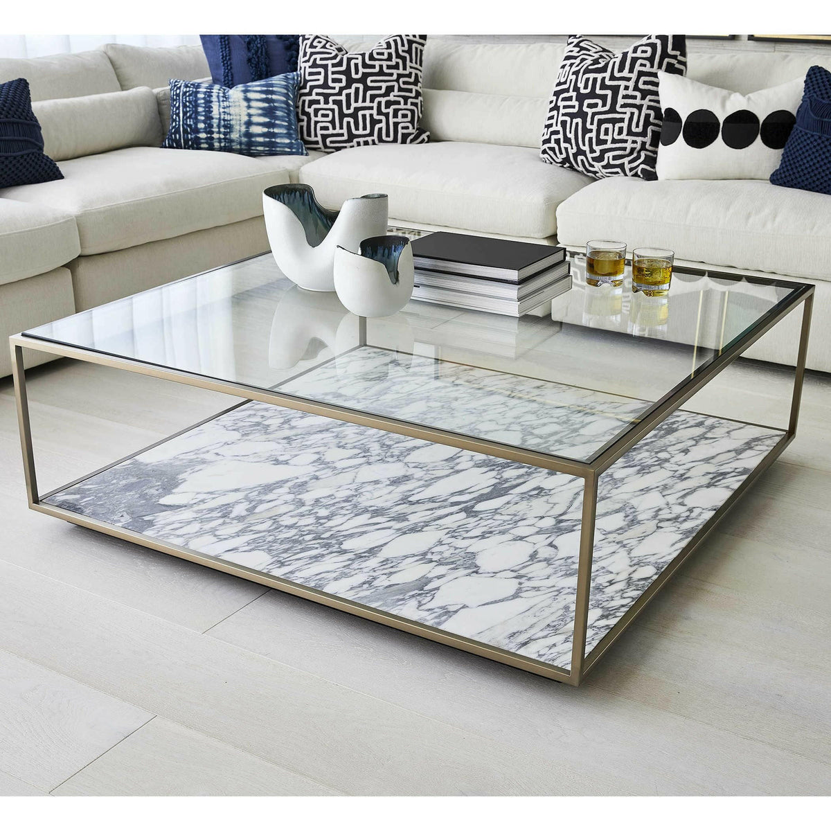 Floating Plane Coffee Table - Marble/brass.