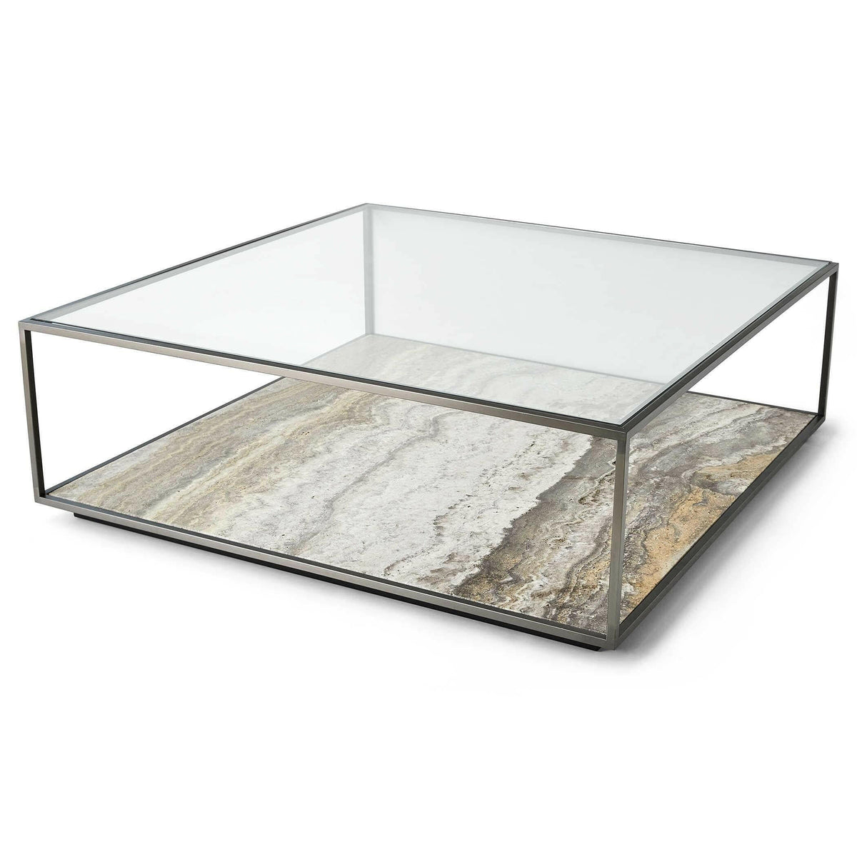 Floating Plane Coffee Table - Travertine/bronze.
