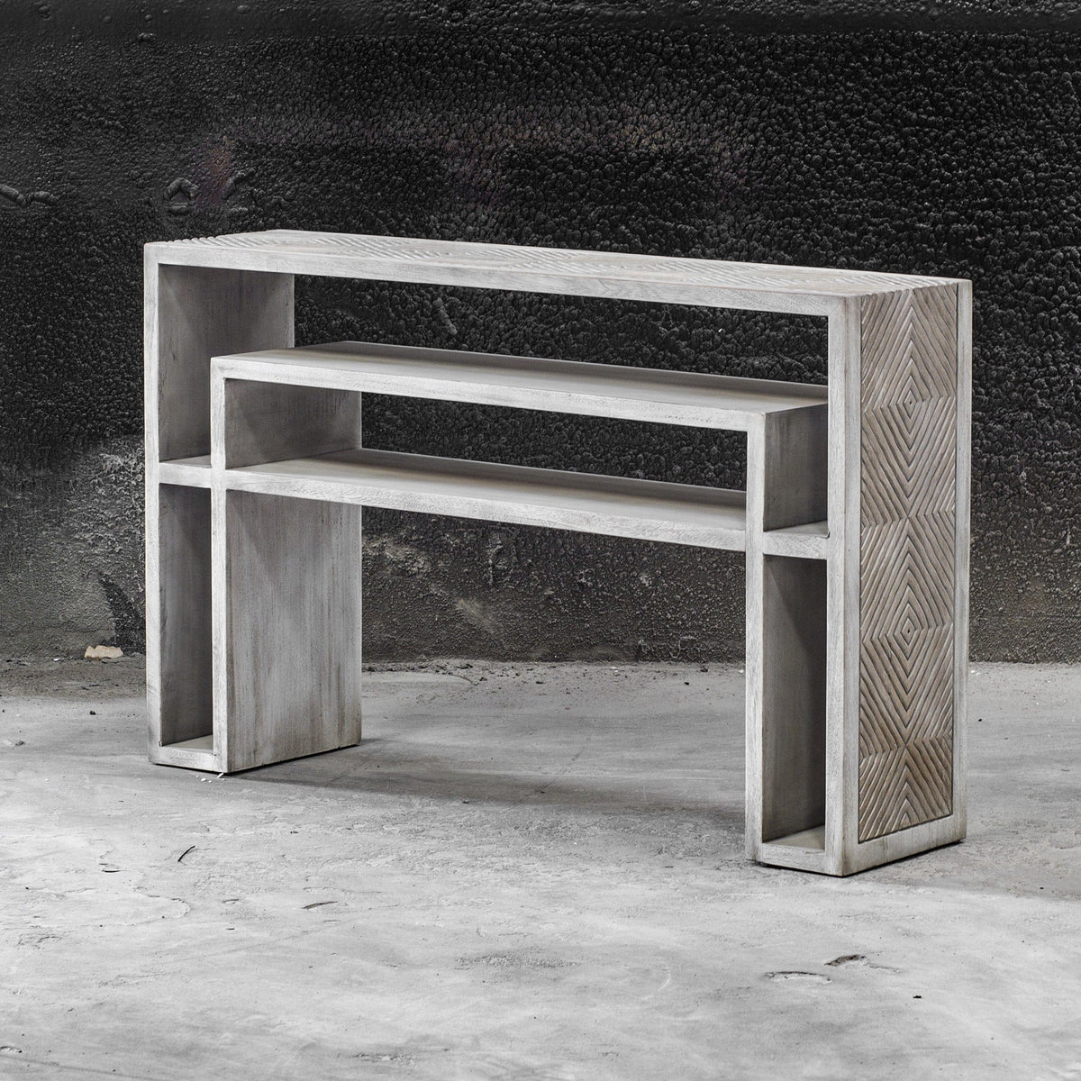 Uttermost Living Genara Bone White Carved Console Table House of Isabella UK