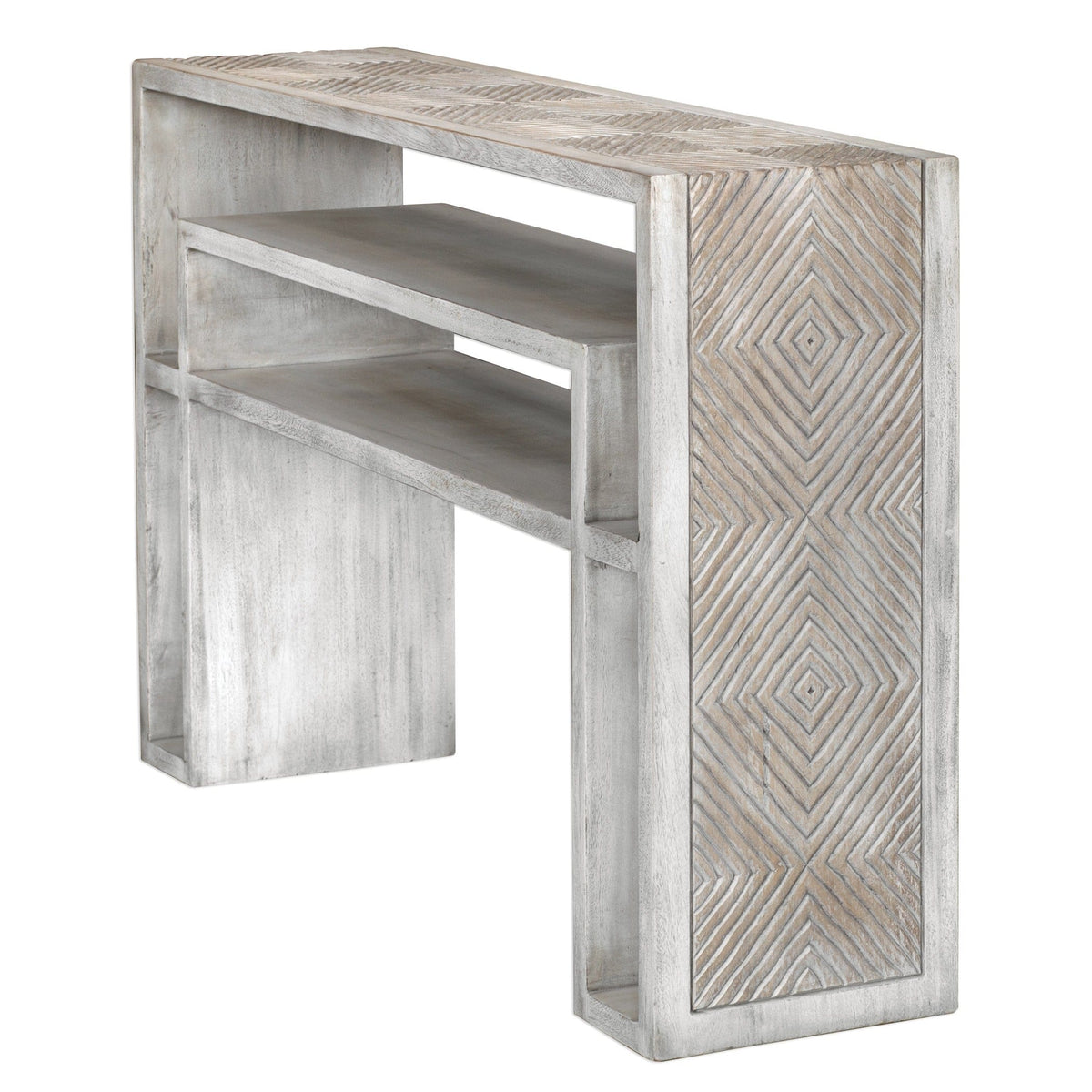 Uttermost Living Genara Bone White Carved Console Table House of Isabella UK