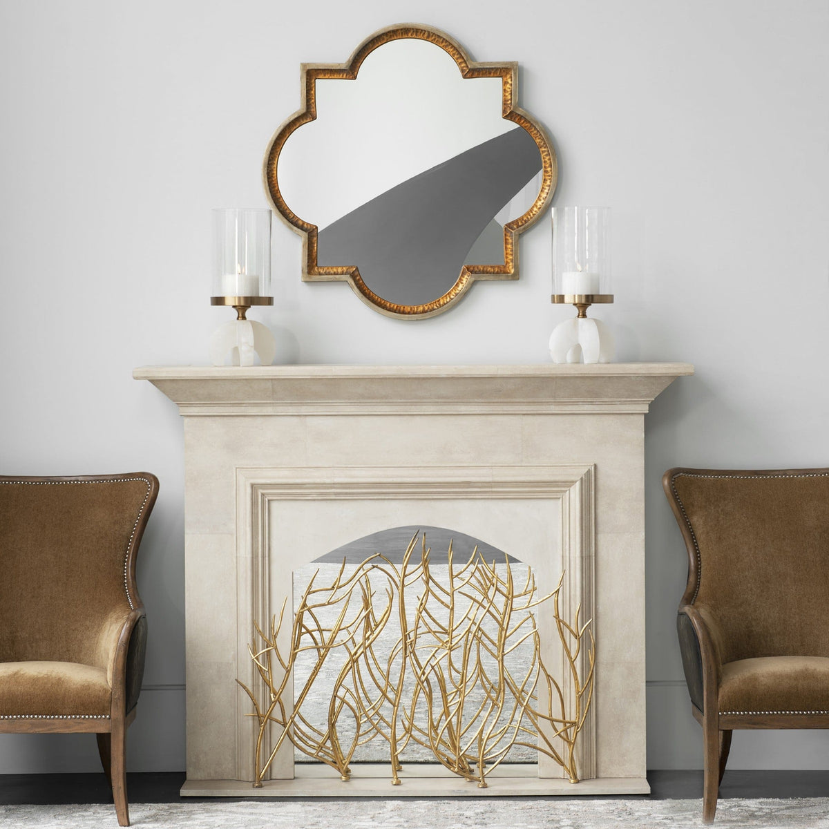 Uttermost Living Gold Branches Decorative Fireplace Screen House of Isabella UK