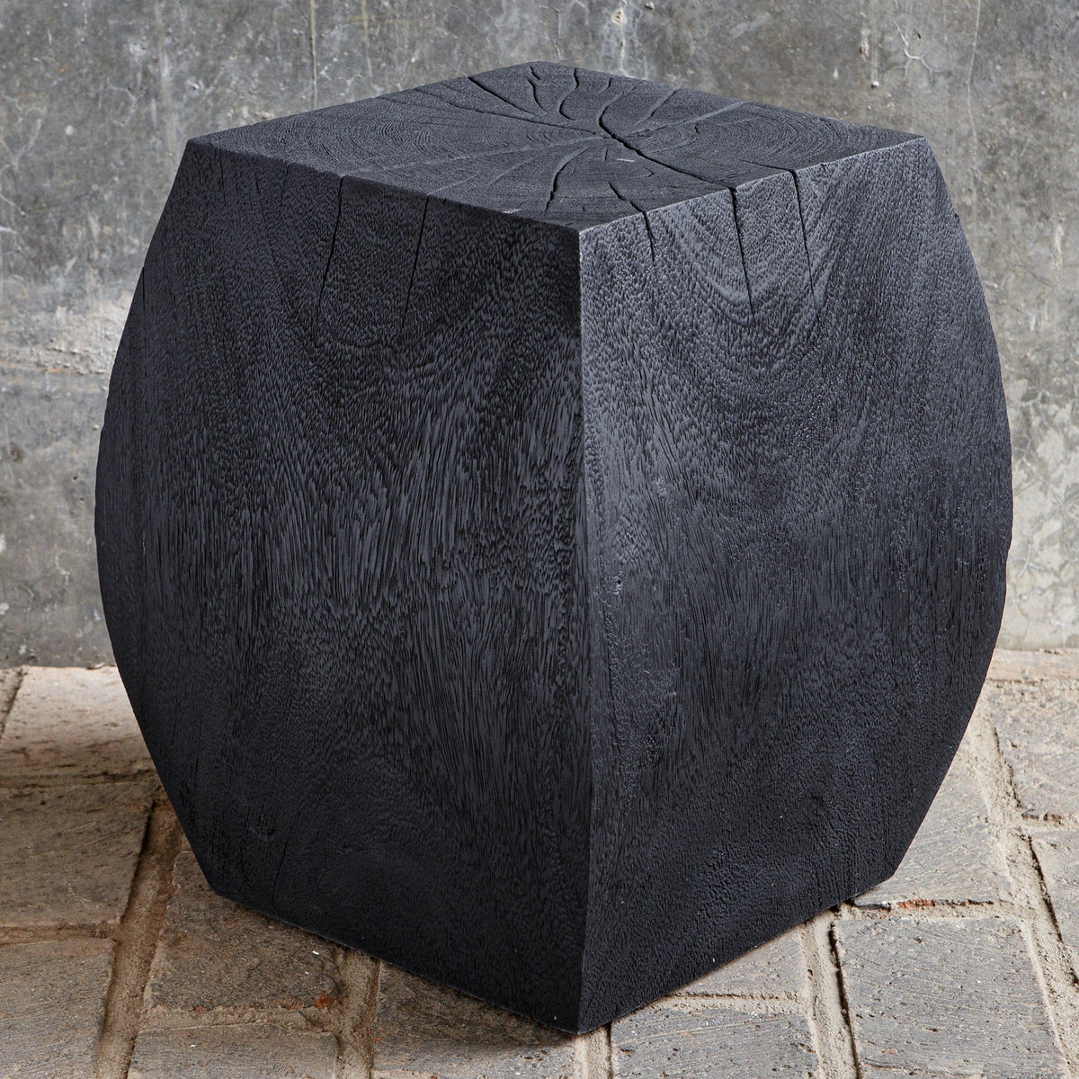 Uttermost Living Grove Black Wooden Accent Stool House of Isabella UK