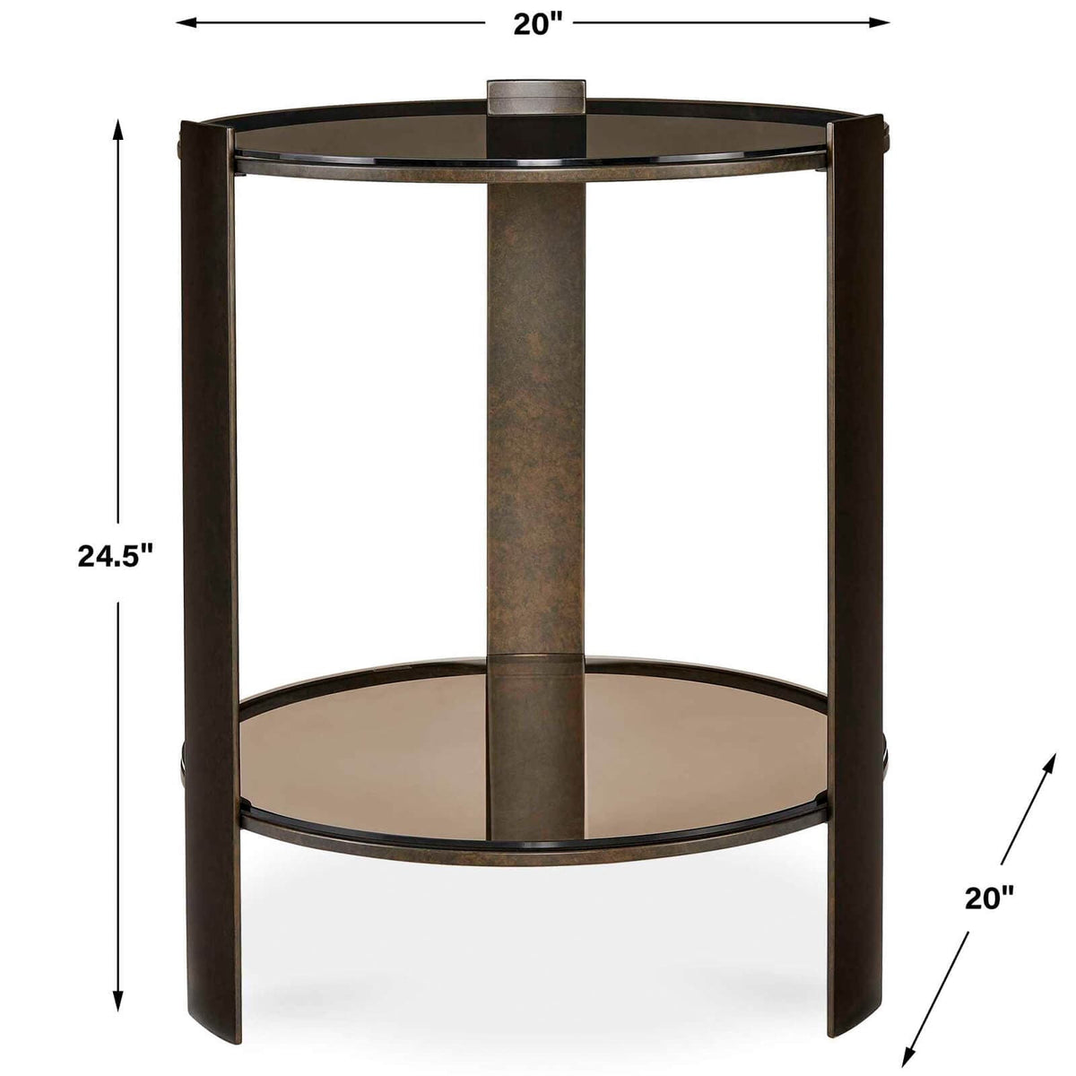 Uttermost Living Hanson Side Table in Bronze and Dark Glass House of Isabella UK