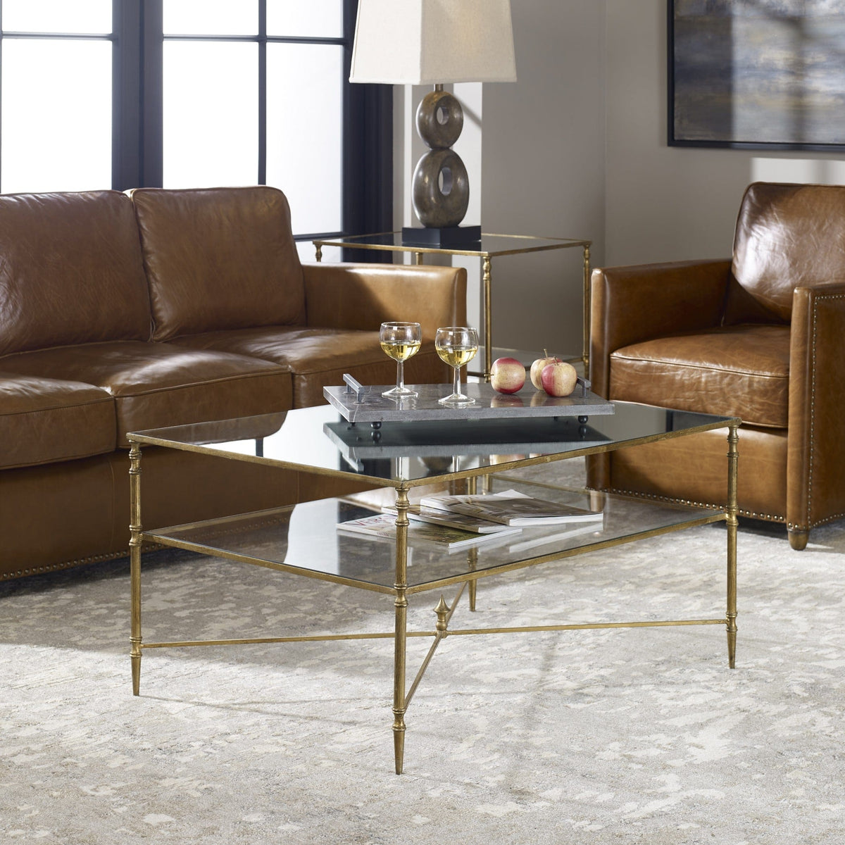 Uttermost Living Henzler Mirrored Glass Coffee Table House of Isabella UK