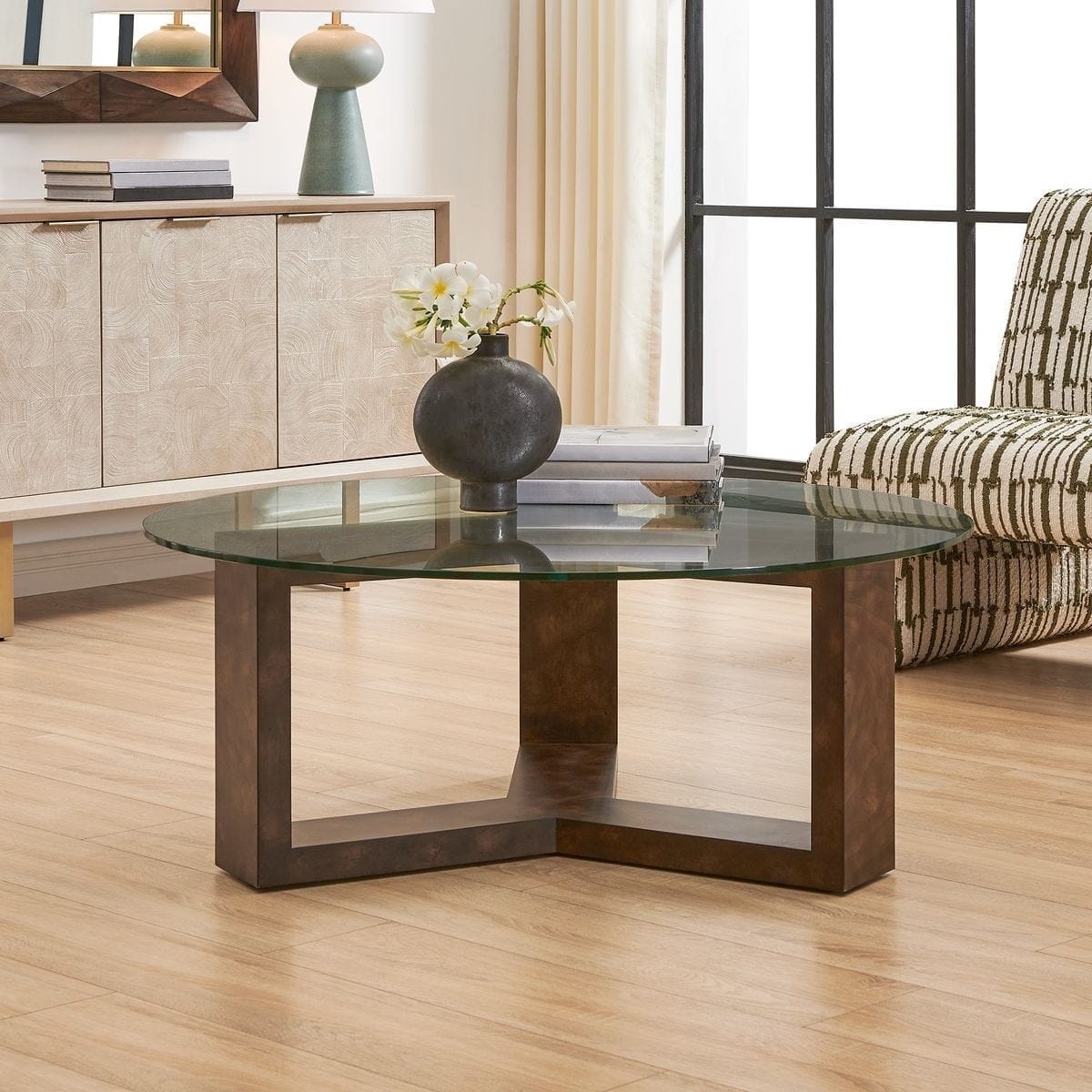 Uttermost Living Ignis Round Coffee Table in Glass House of Isabella UK