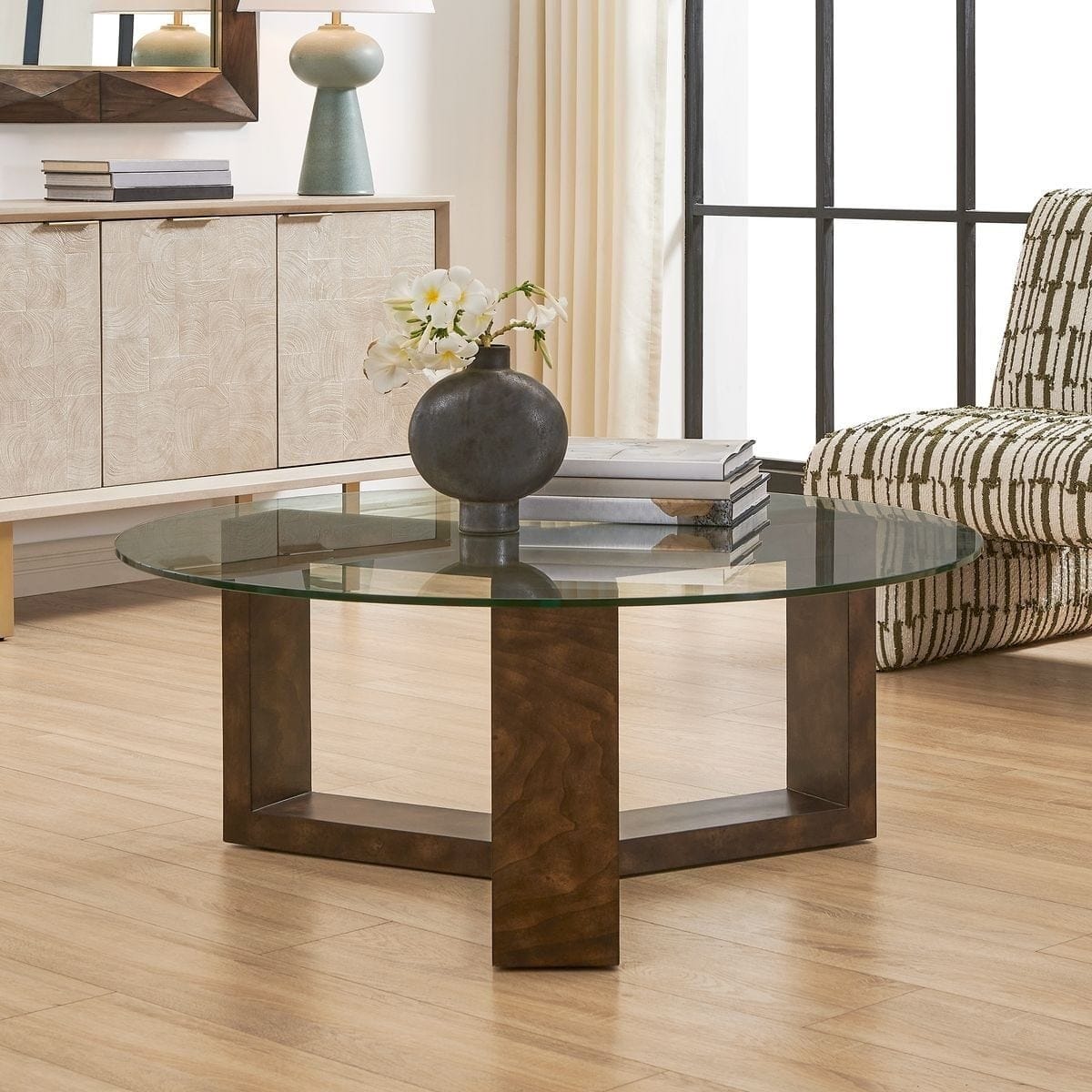 Uttermost Living Ignis Round Coffee Table in Glass House of Isabella UK