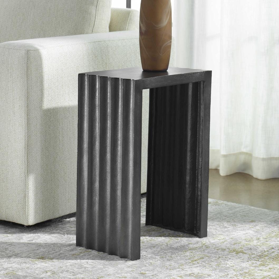 Uttermost Living In The Groove Aluminum Accent Table House of Isabella UK