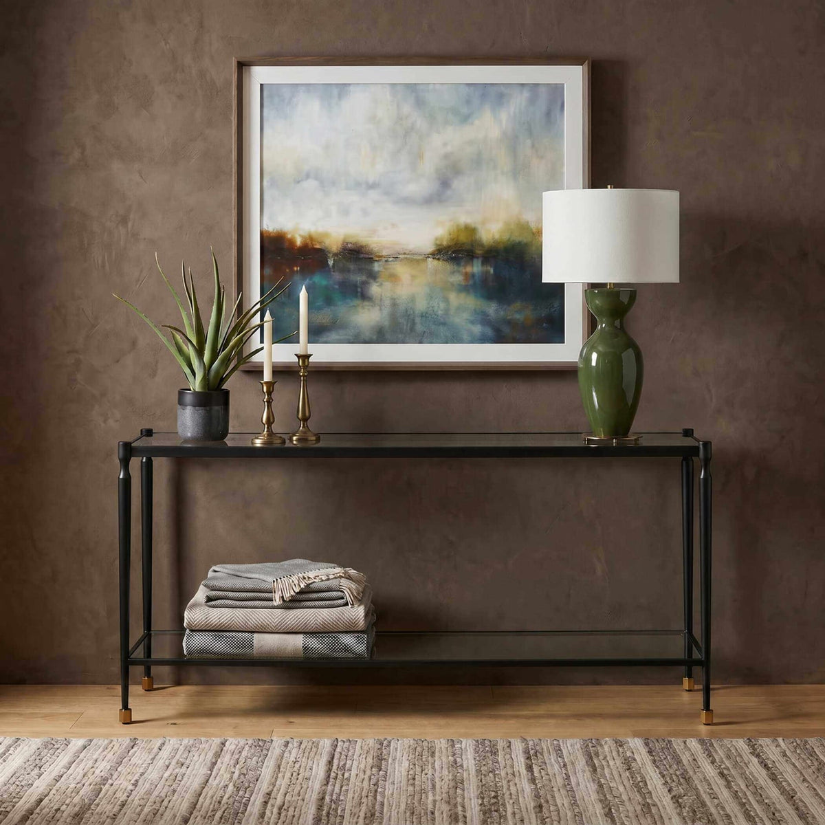 Uttermost Living Javana Glass / Iron Console Table House of Isabella UK