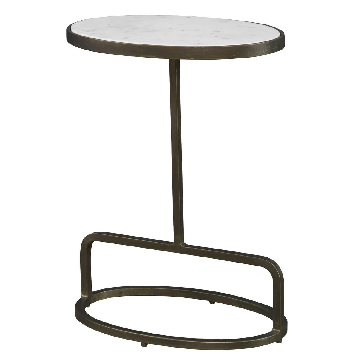 Jessenia White Marble Accent Table.