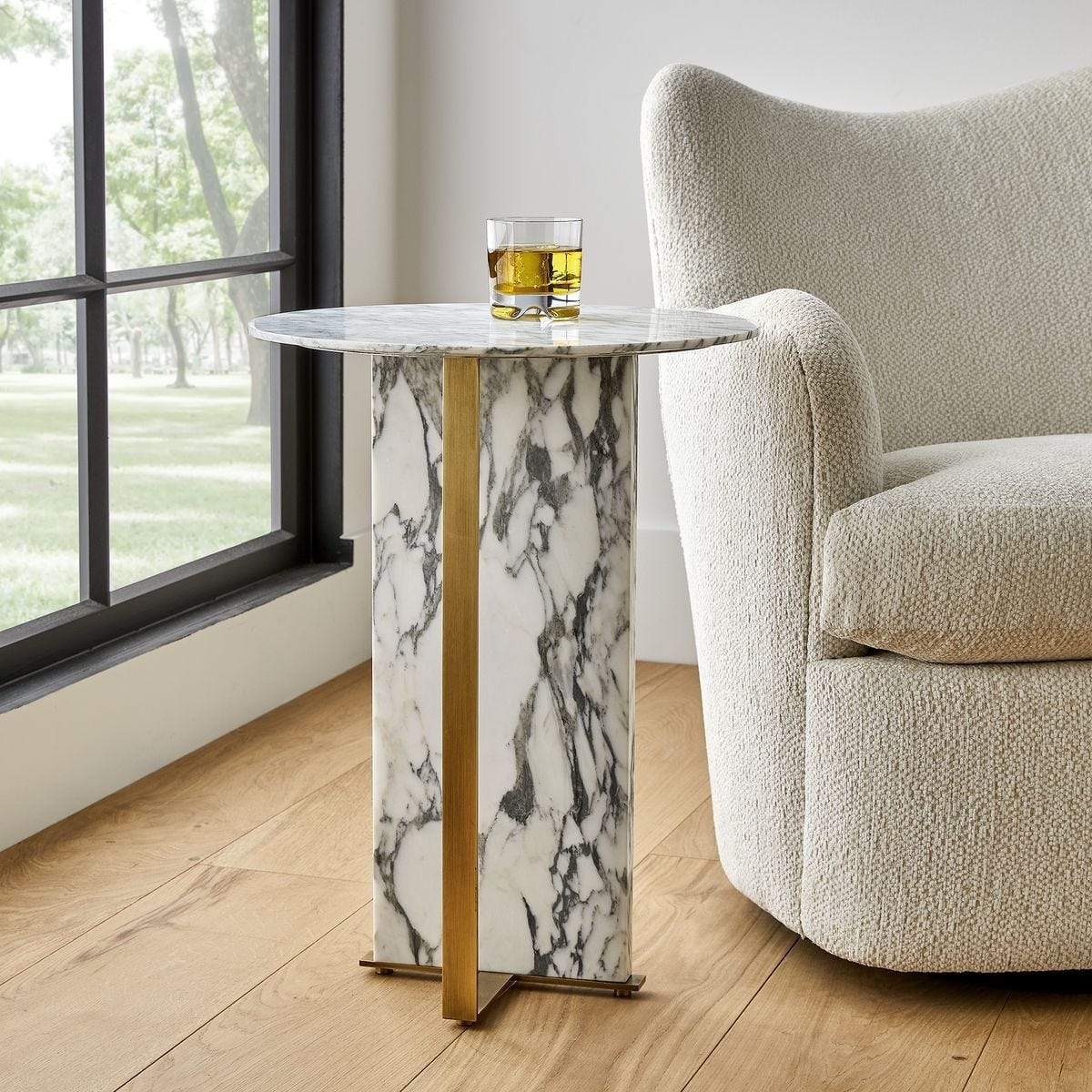 Uttermost Living Joist Accent Table in Arabescato Marble House of Isabella UK