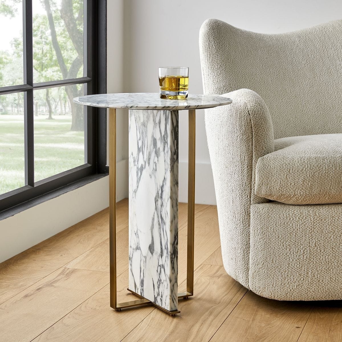 Uttermost Living Joist Accent Table in Arabescato Marble House of Isabella UK