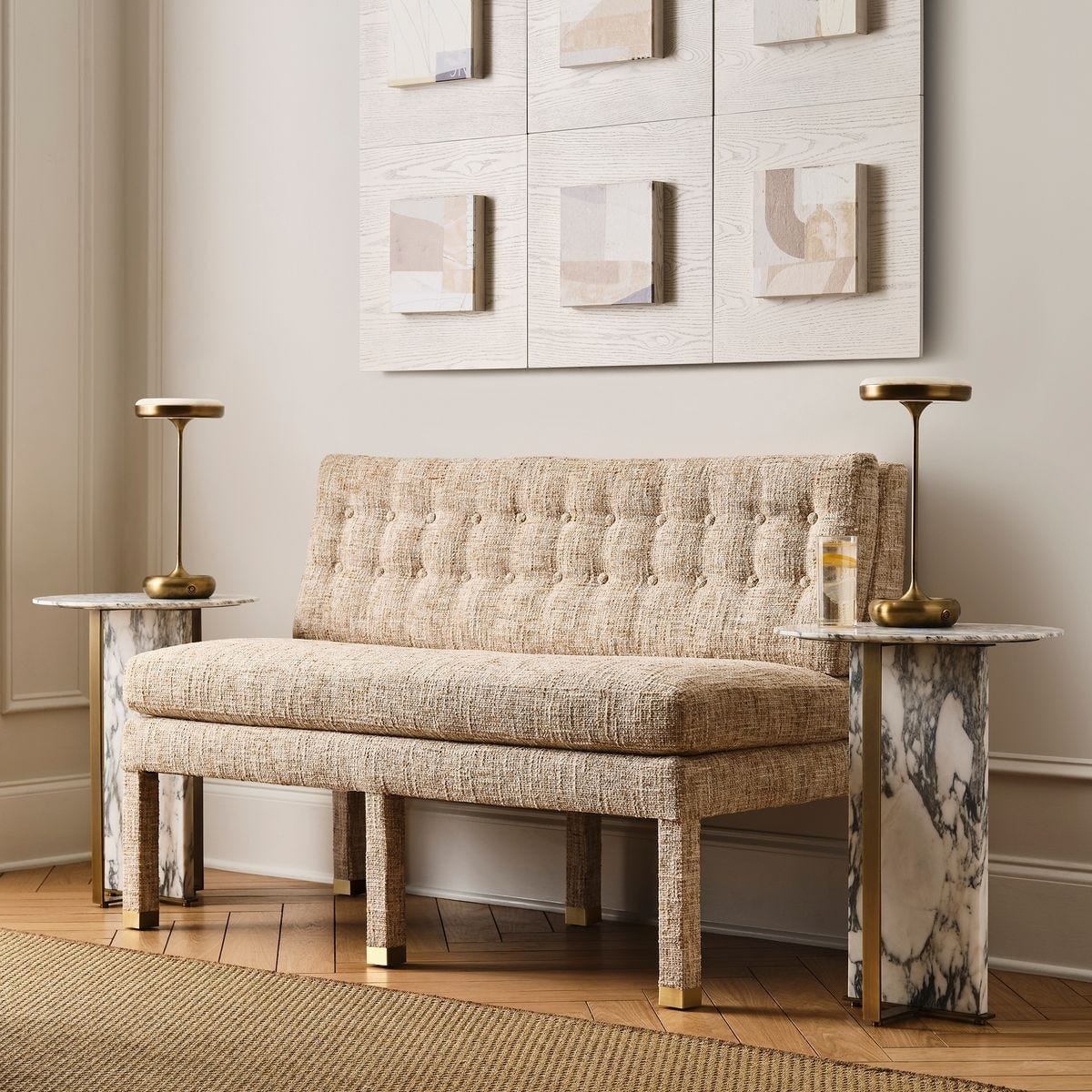 Uttermost Living Joist Accent Table in Arabescato Marble House of Isabella UK