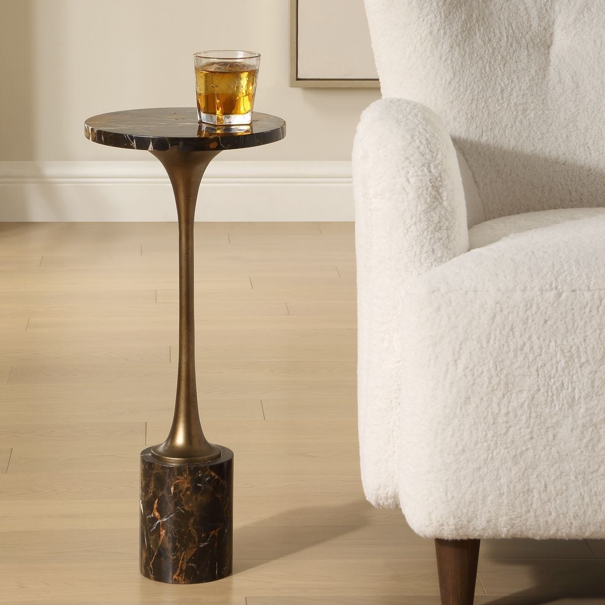 Uttermost Living Karnes Drink Table in Dark Marble House of Isabella UK