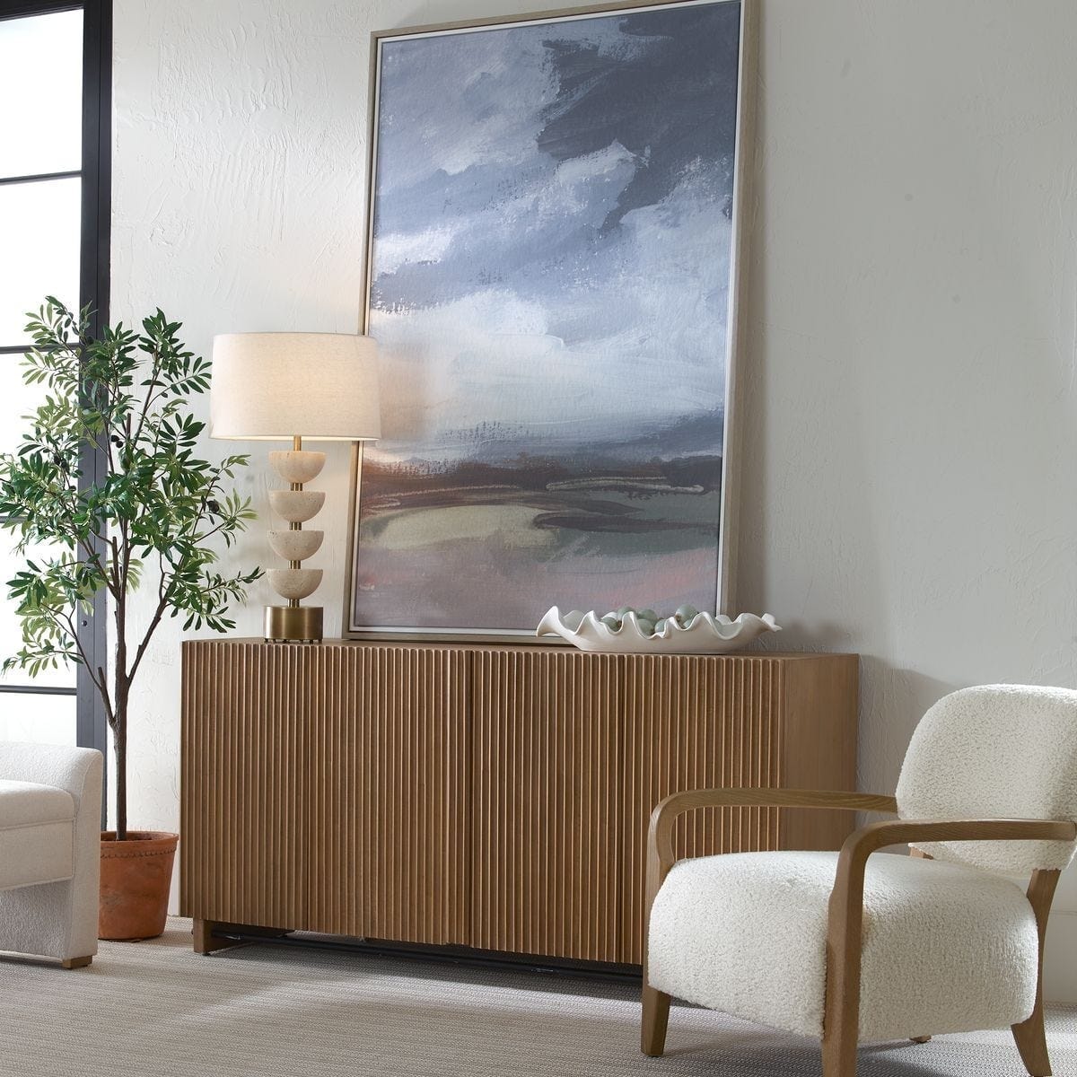 Uttermost Living Kellem Natural Wood 4 Door Cabinet House of Isabella UK