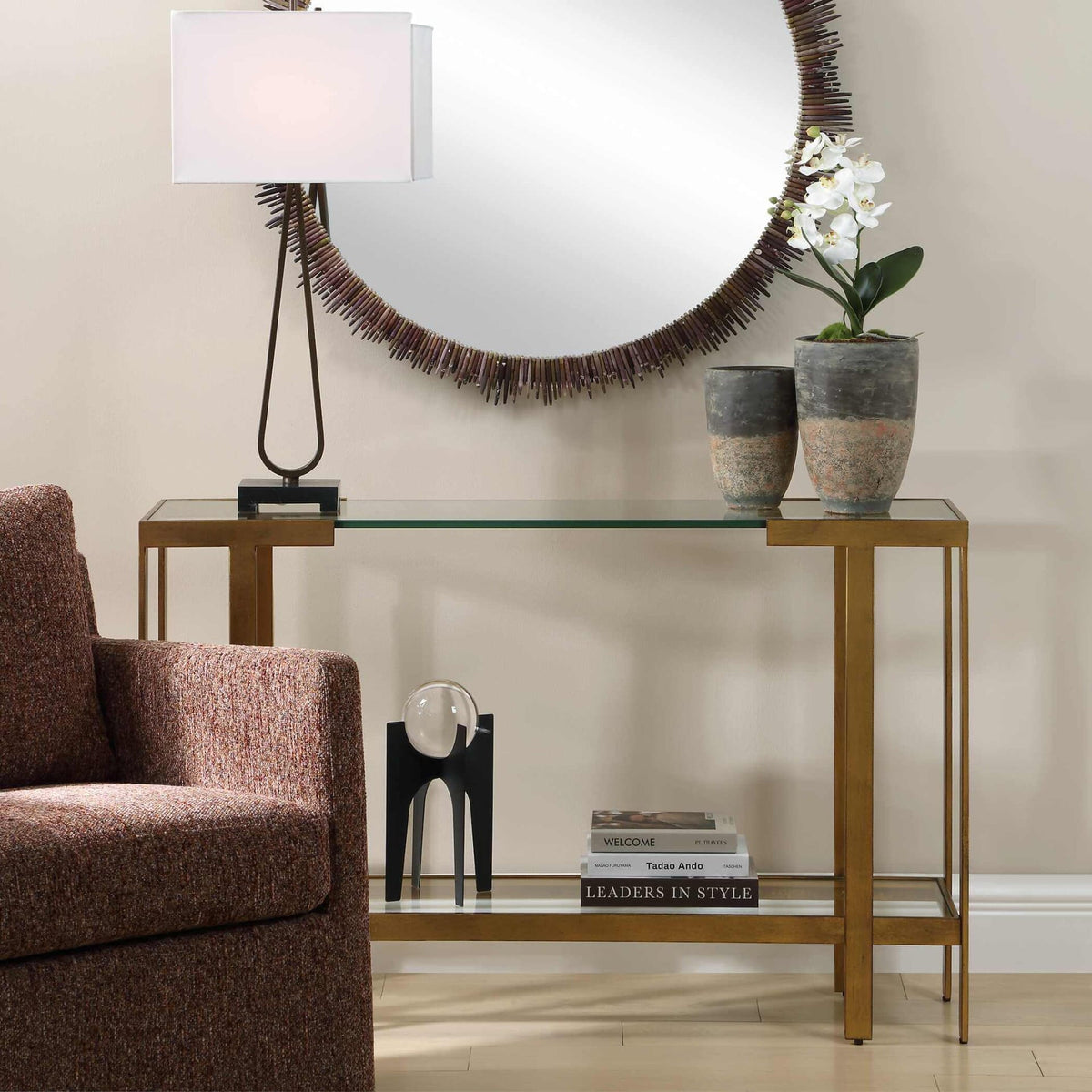 Uttermost Living Kendrick Glass Console Table House of Isabella UK
