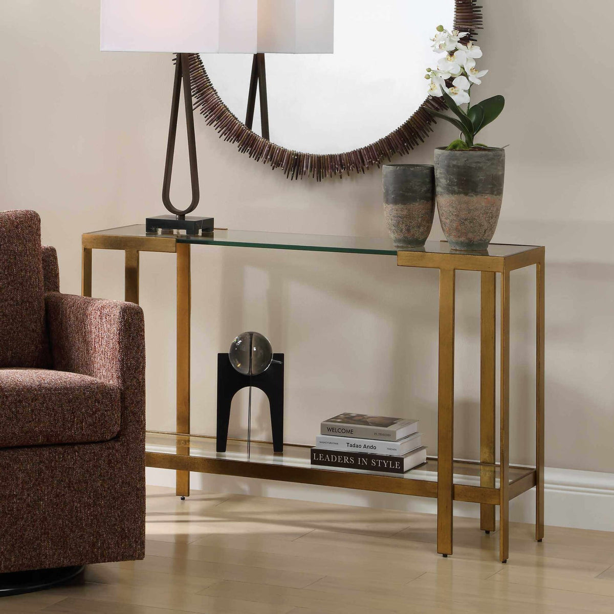 Uttermost Living Kendrick Glass Console Table House of Isabella UK