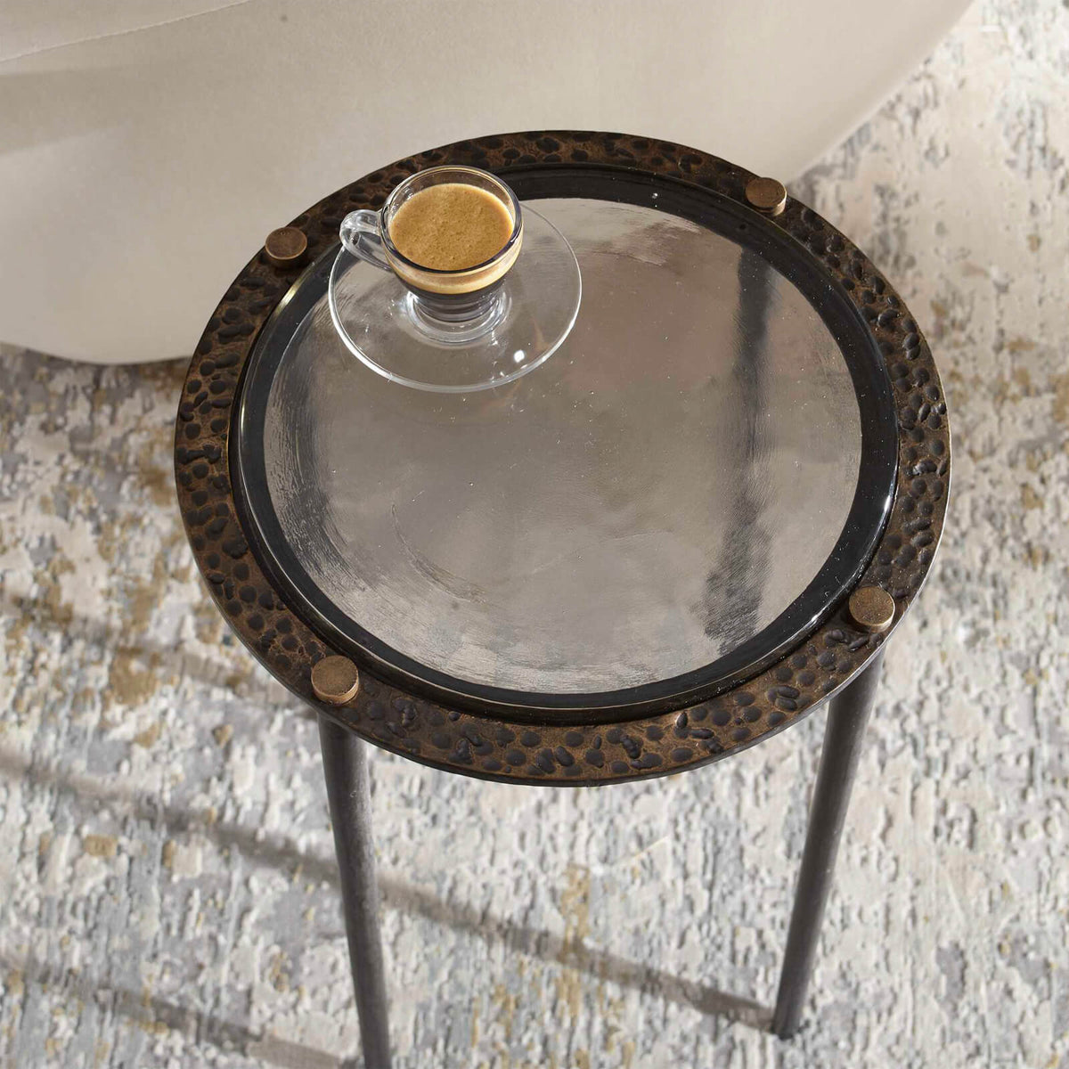 Uttermost Living Kennington Round Glass Side Table House of Isabella UK