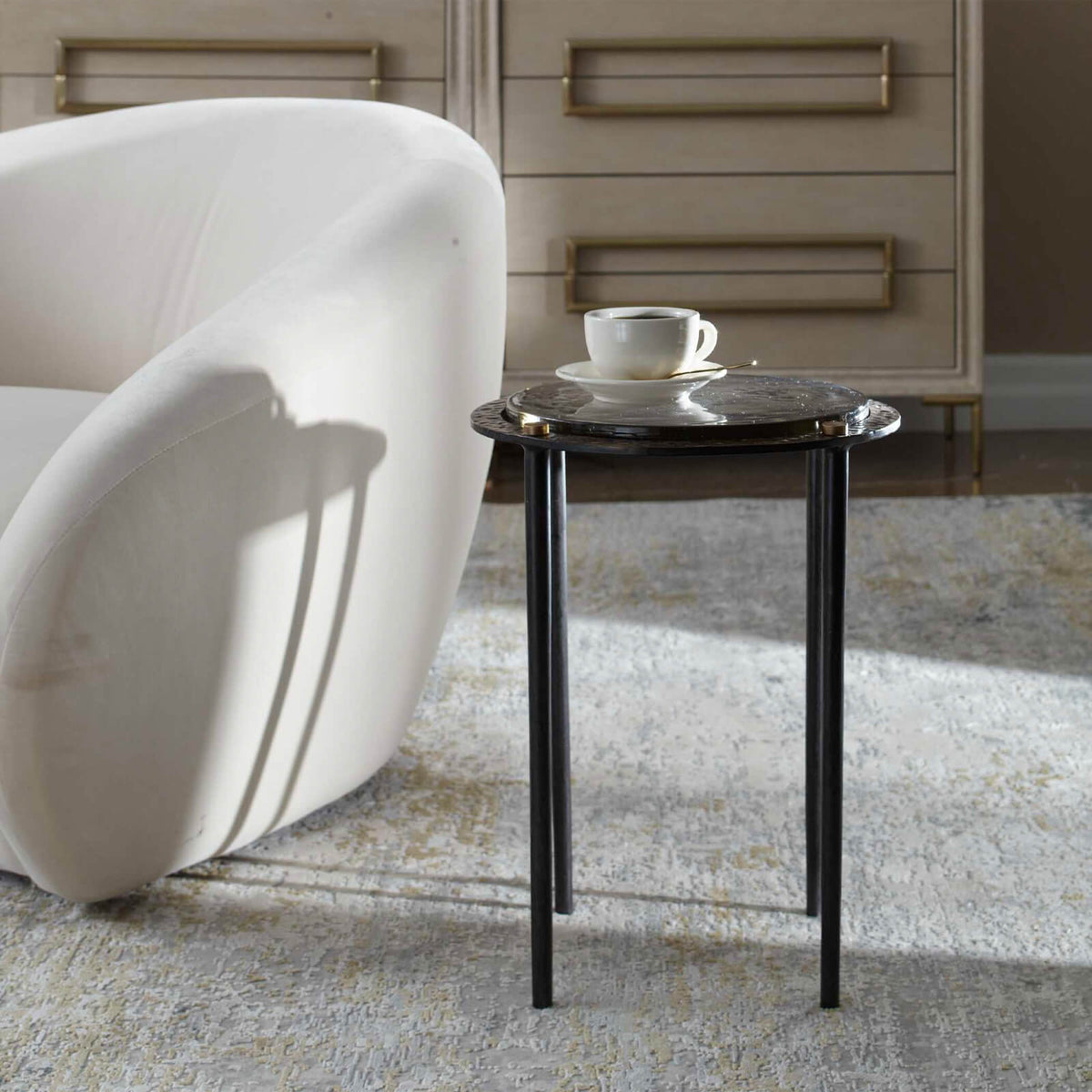 Uttermost Living Kennington Round Glass Side Table House of Isabella UK