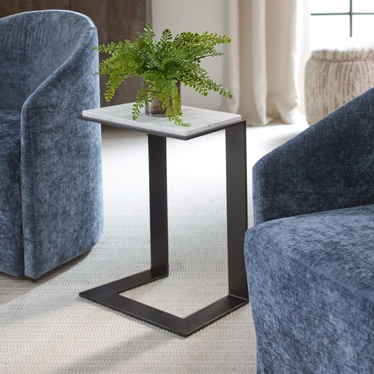 Uttermost Living Kenora Accent Table in White Marble House of Isabella UK