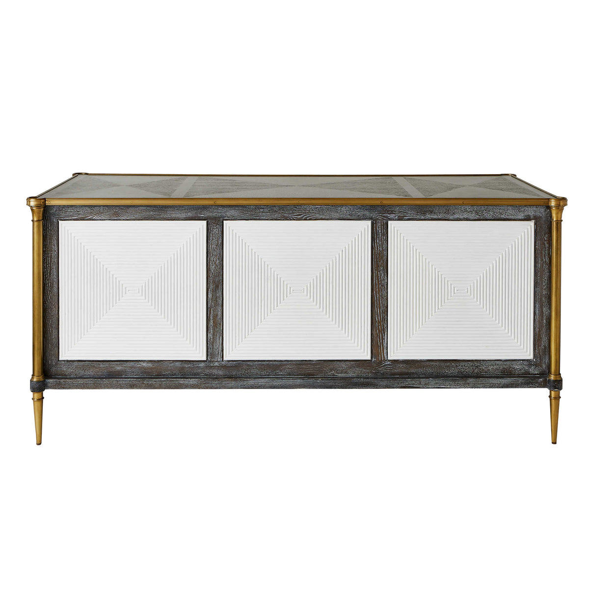 Uttermost Living Let It Drop Fluted Oak Writing Desk with Brass Accents House of Isabella UK