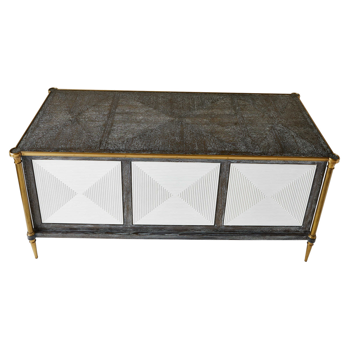 Uttermost Living Let It Drop Fluted Oak Writing Desk with Brass Accents House of Isabella UK