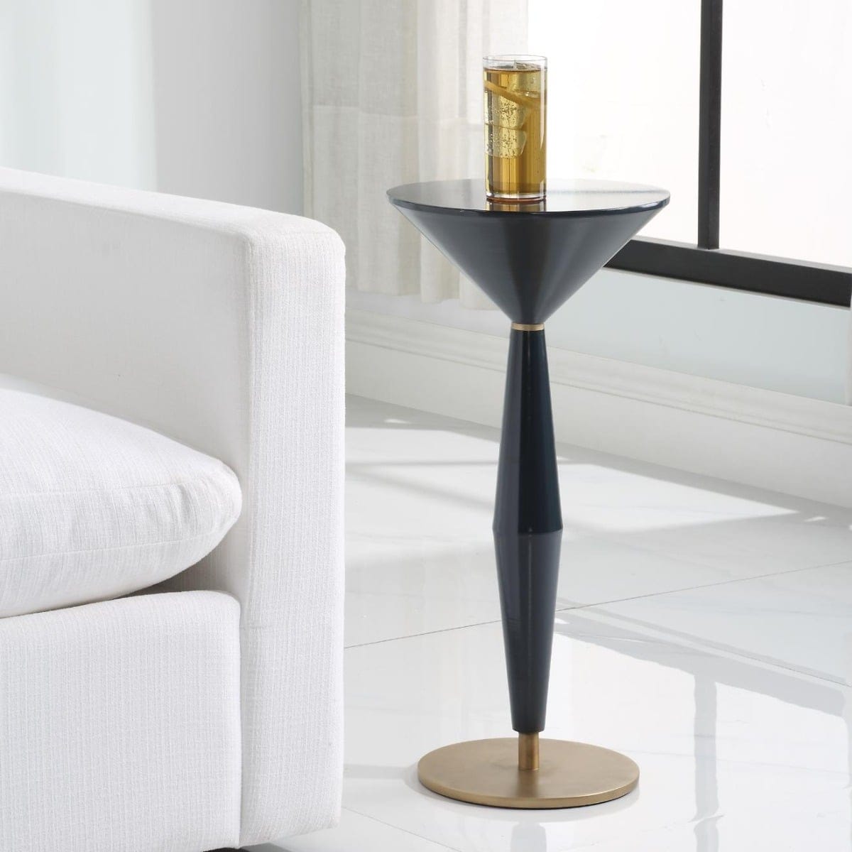 Uttermost Living Luster Navy Blue Accent Table House of Isabella UK