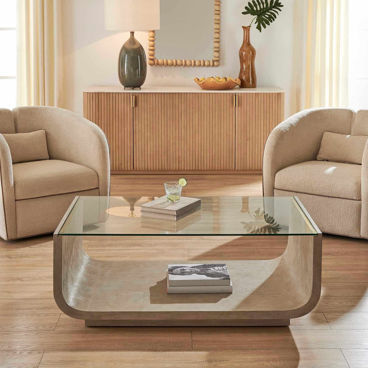 Uttermost Living Maeva Modern Glass Coffee Table House of Isabella UK