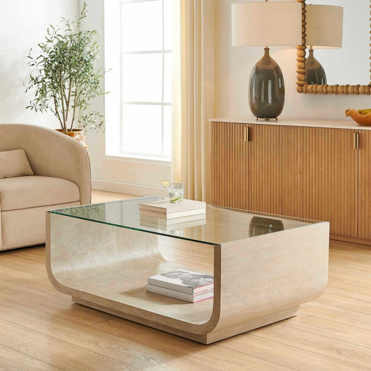 Uttermost Living Maeva Modern Glass Coffee Table House of Isabella UK