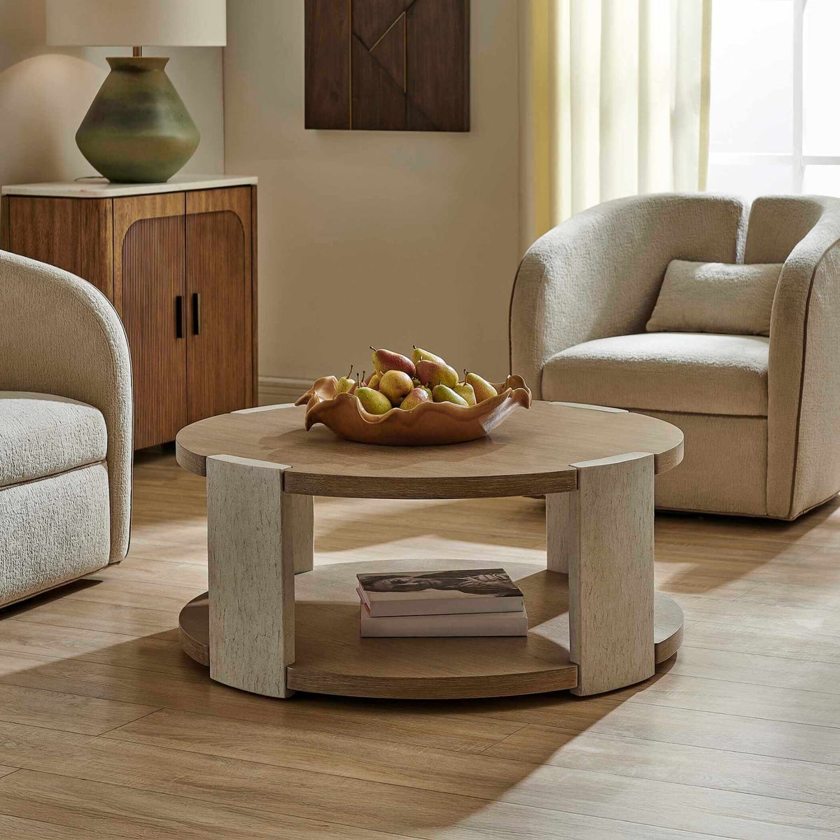 Uttermost Living Maulet Round Oak Coffee Table House of Isabella UK